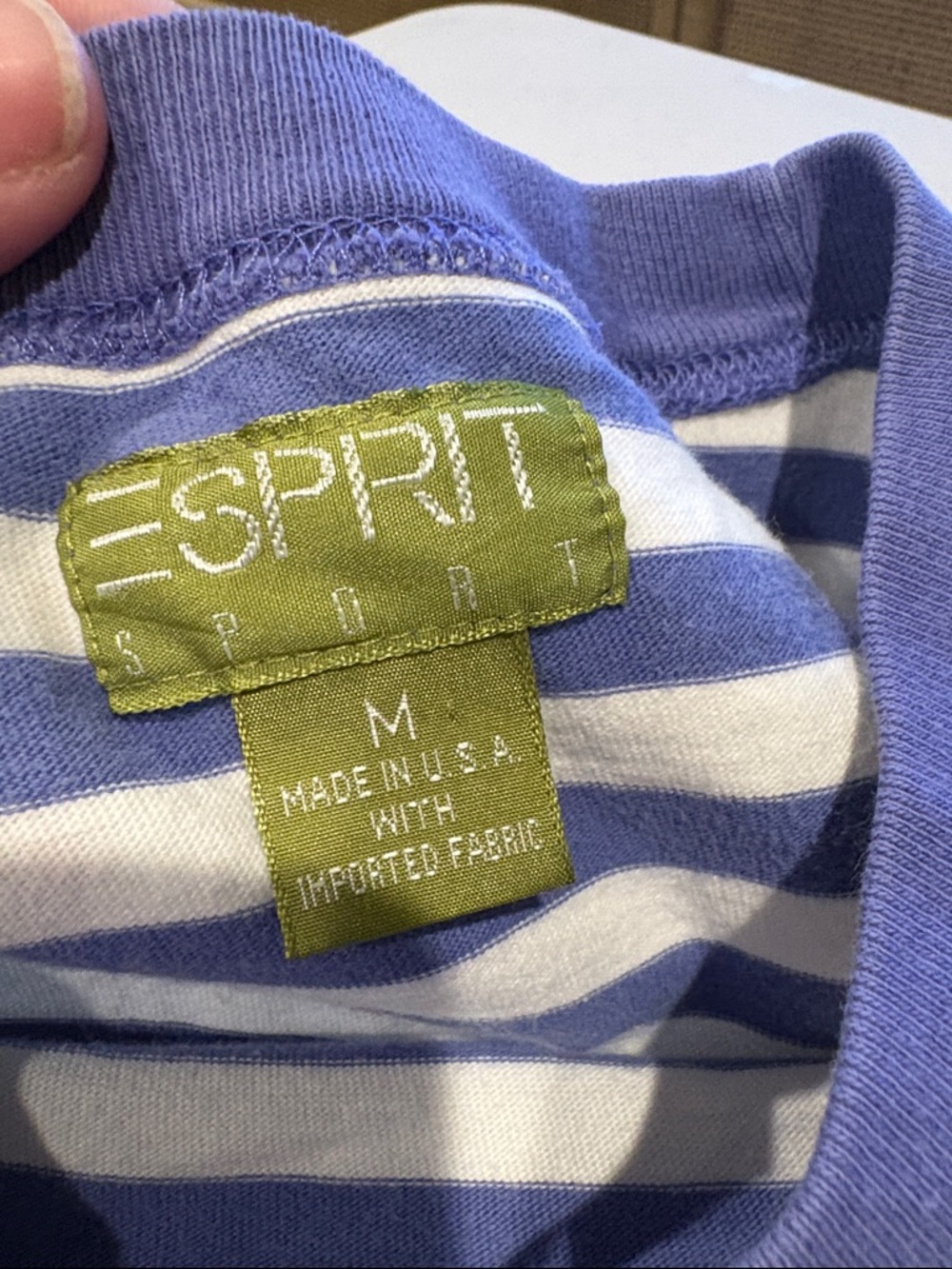 Vintage Esprit Women's Front Pocket T-shirt. Stripes. Size Medium. - Picture 8 of 12